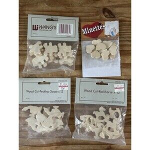Mini Wood Craft Cutouts Lot Hearts Bears Geese Unfinished DIY Pieces